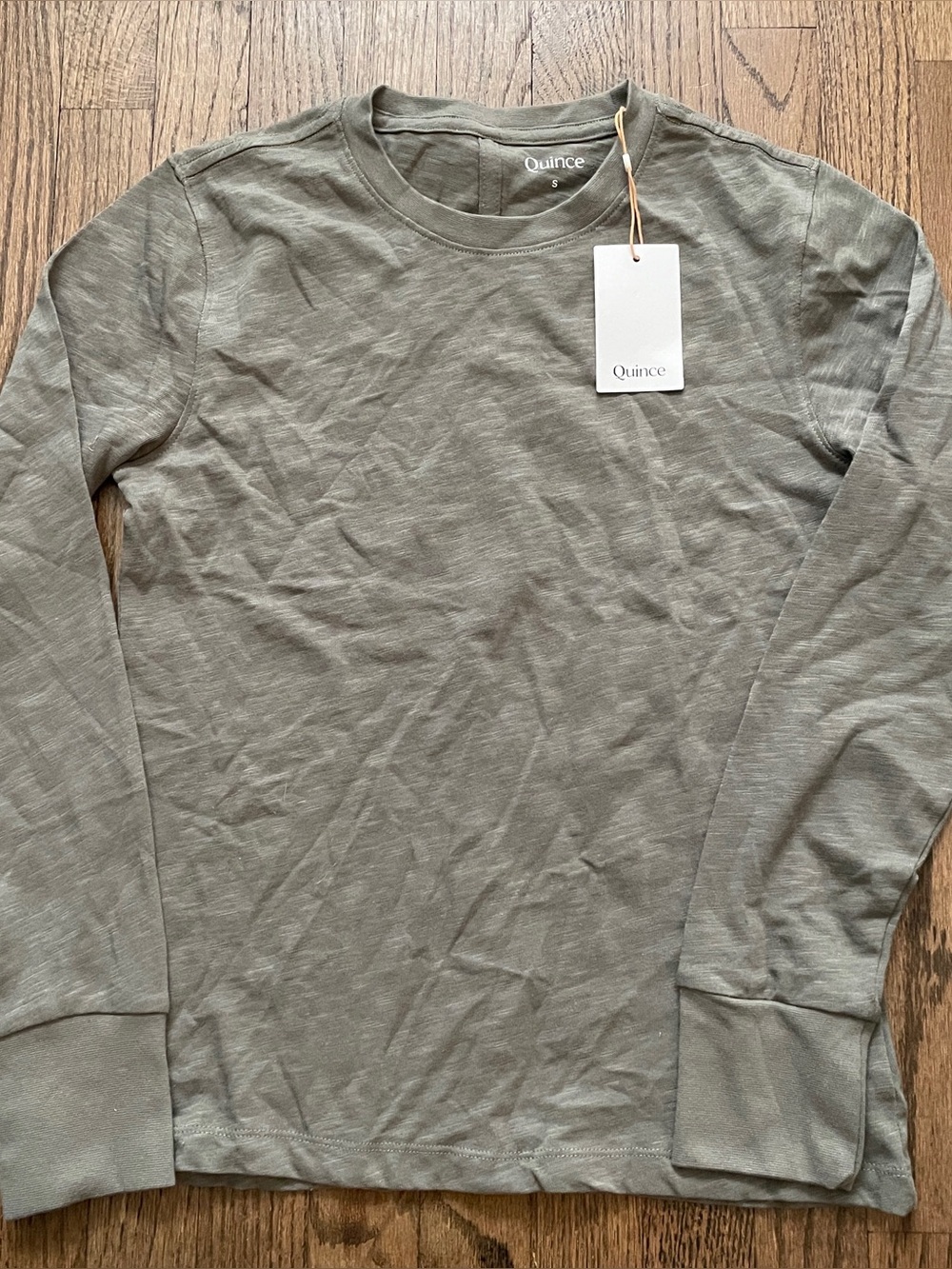 NWT Quince Cotton Sand Green Women’s Long Sleeve T-Shirt Size Small